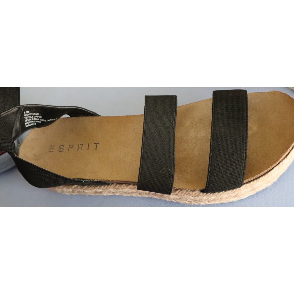Esprit Black Elastic Stretchy Espadrille Sandals Platform Strappy Women Gigi 8.5 - Picture 5 of 6